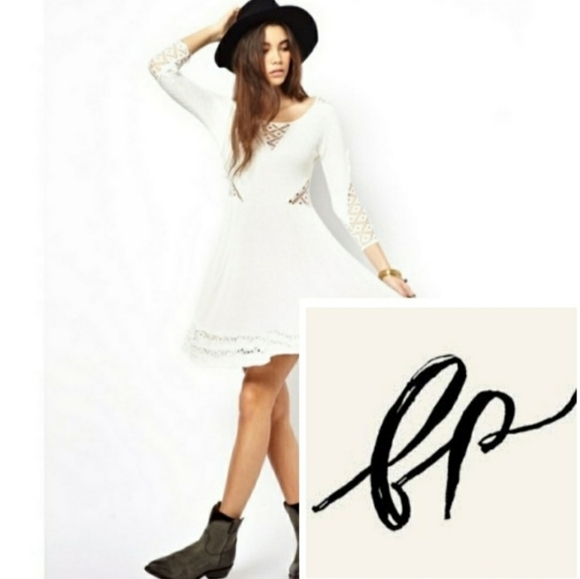 Free People To the Point Dress Snow Cut Out Lace White Seductive Bohemian Summer - Picture 3 of 16
